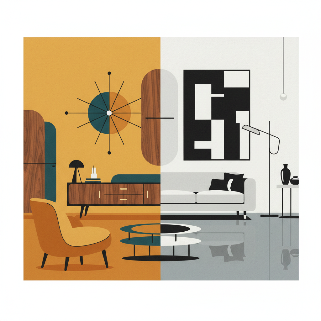 Mid-century modern and contemporary interior design styles compared
