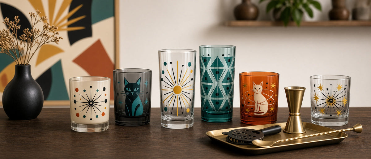 Mid-century modern drinkware and bar collection image