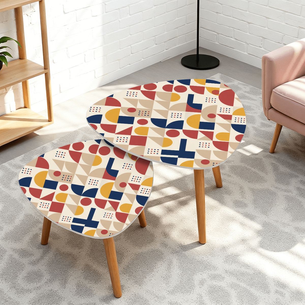 Bauhaus Geometric Nesting Coffee Table Set