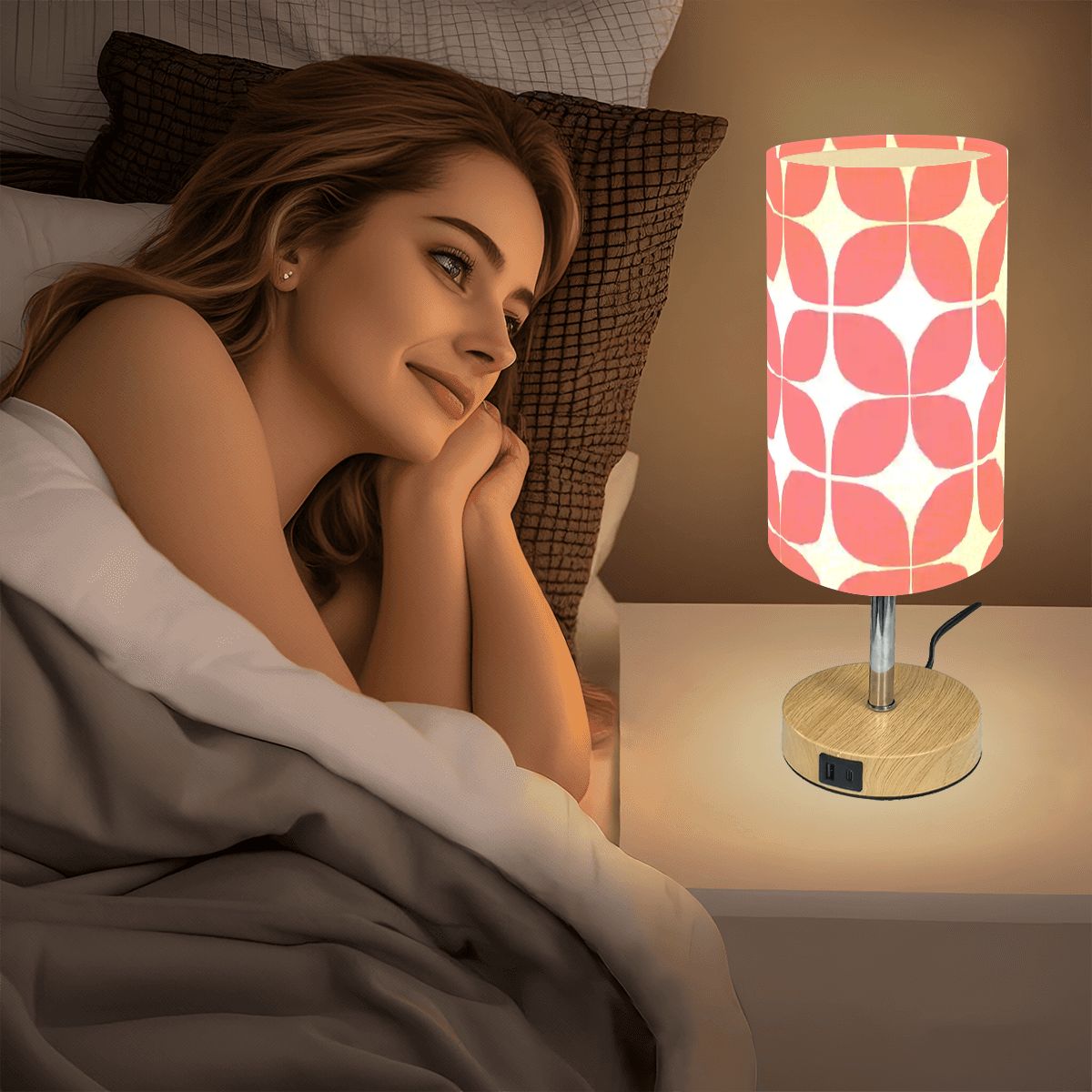 Mid-Century Modern Coral Pebble Touch Table Lamp