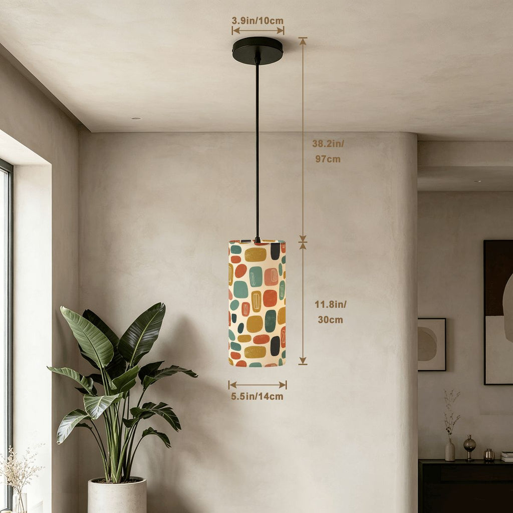 Mosaic Tile Pendant Light | Mid-Century Modern Cylinder Ceiling Light