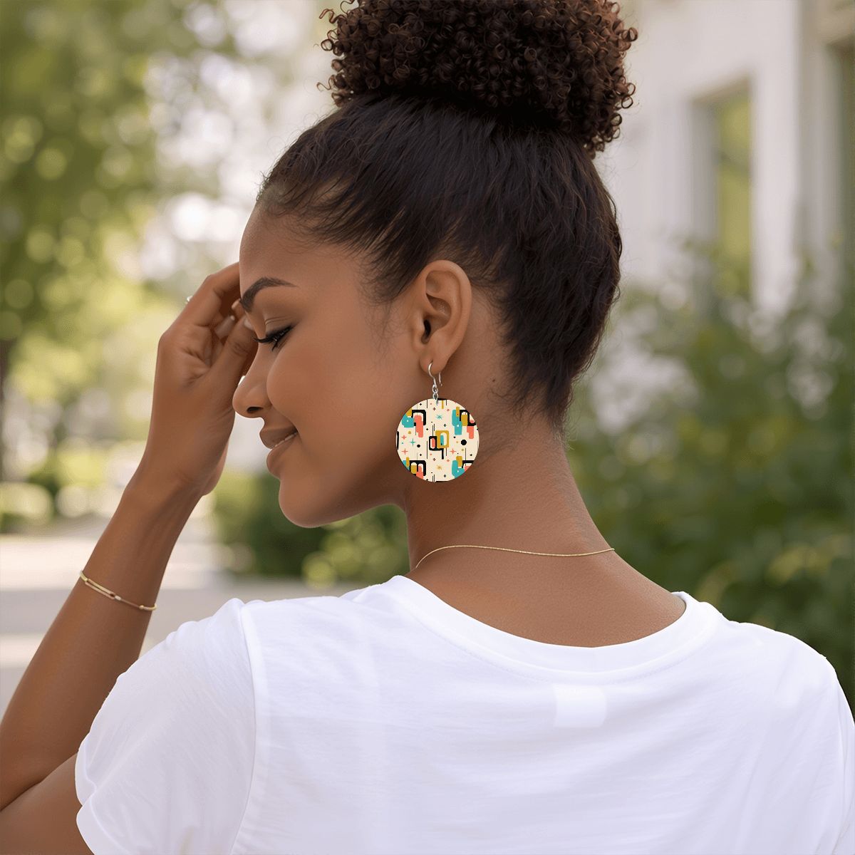 Mod Abstract Round Earrings | Mid-Century Modern Statement Drops