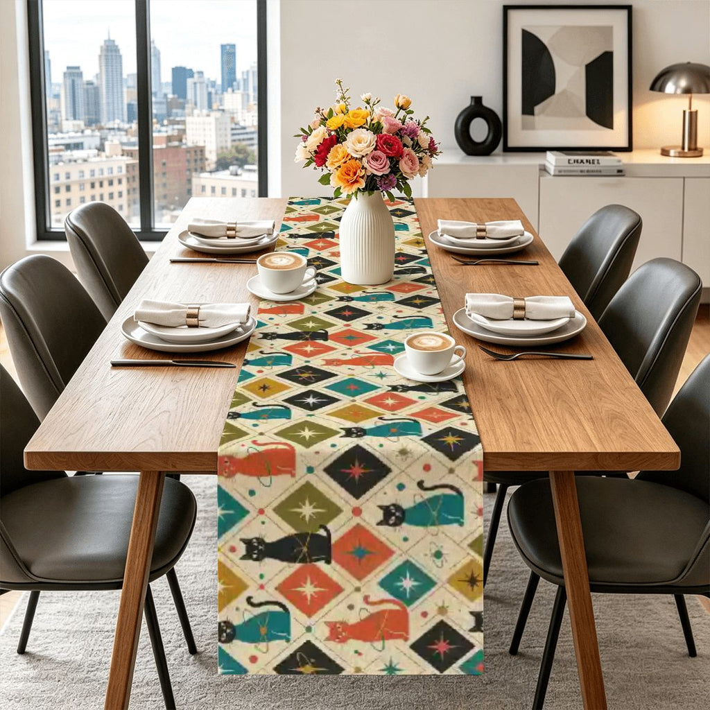 Mid-Century Mosaic Geometric Table Runner