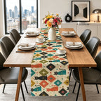 Mid-Century Mosaic Geometric Table Runner