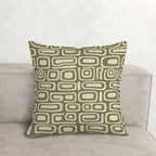Mid-Century Olive Green Geometric Corduroy Throw Pillow