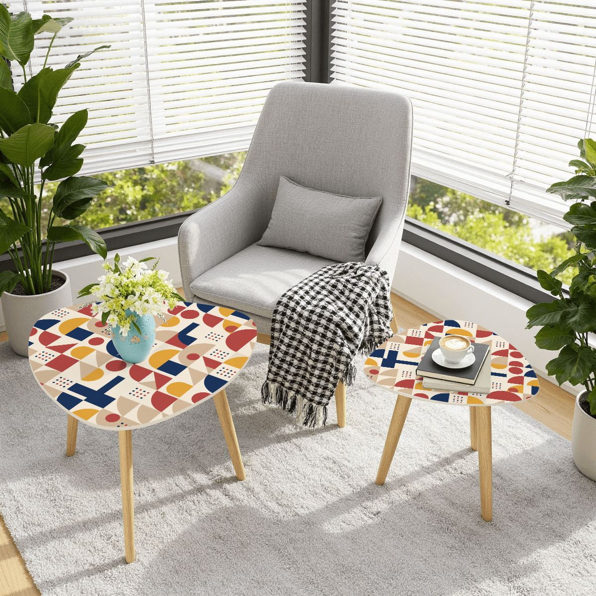 Bauhaus Geometric Nesting Coffee Table Set