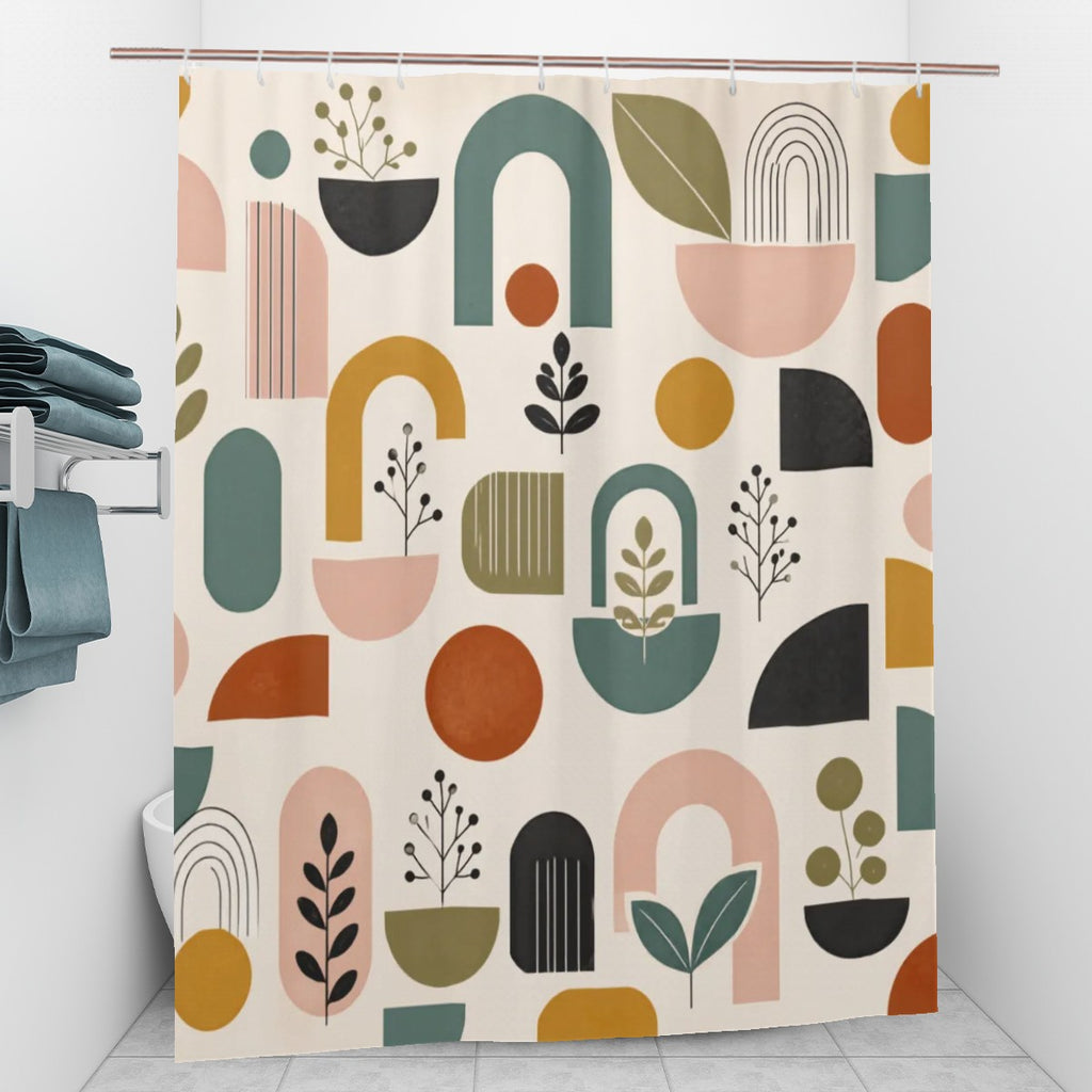 Mid-Century Modern Organic Garden Shower Curtain