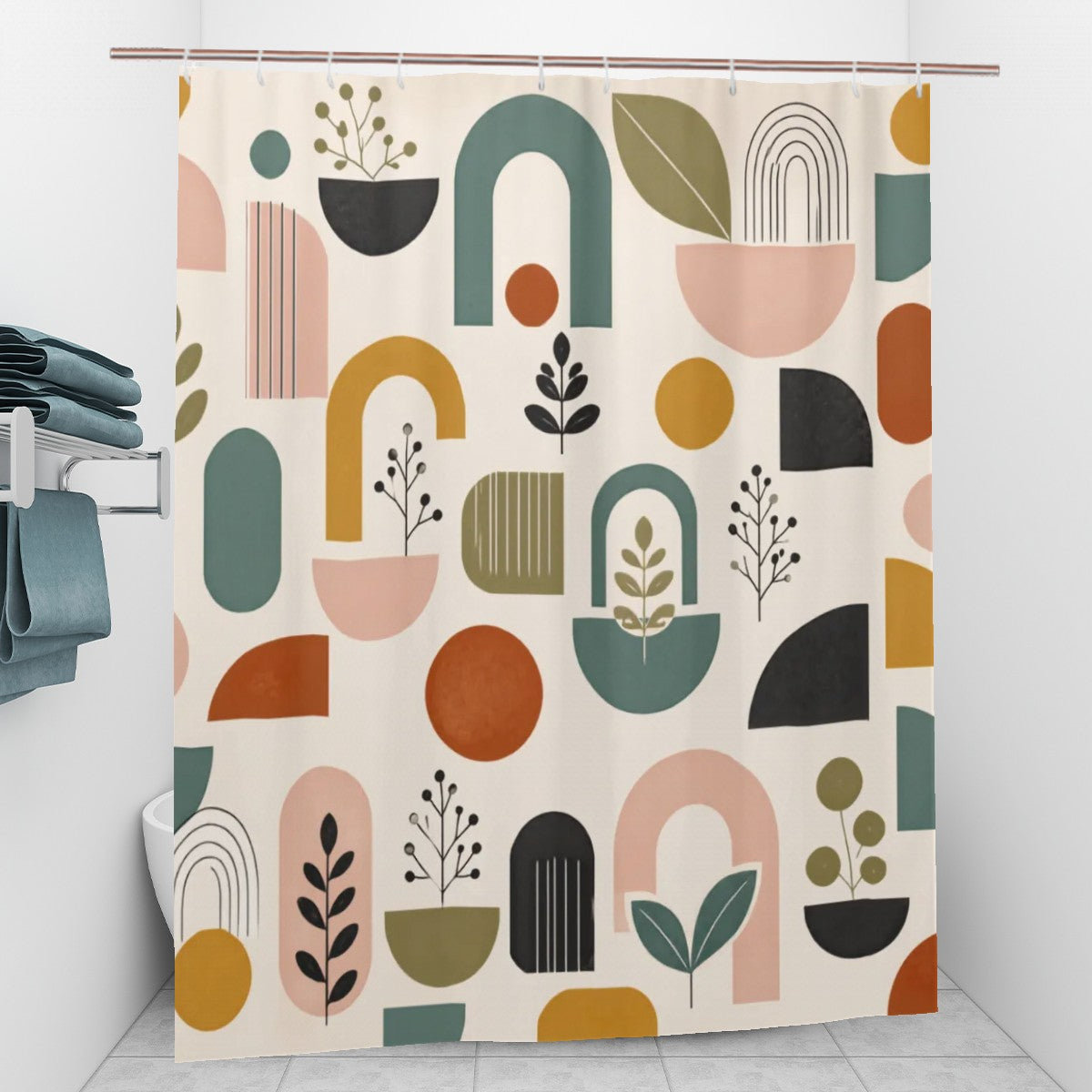 Mid-Century Modern Organic Garden Shower Curtain