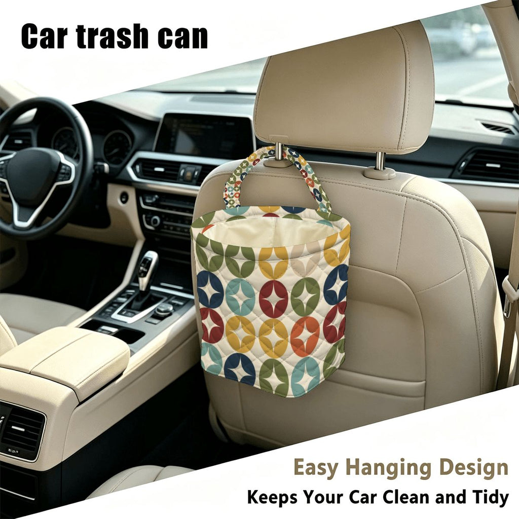 Atomic Starburst Quilted Car Trash Bin