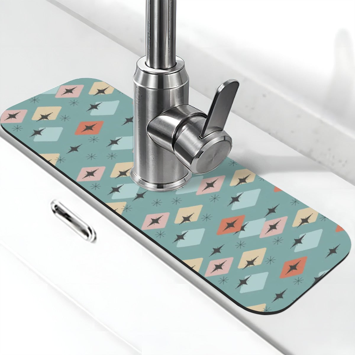 Mid-Century Modern Geometric Sink Faucet Mat