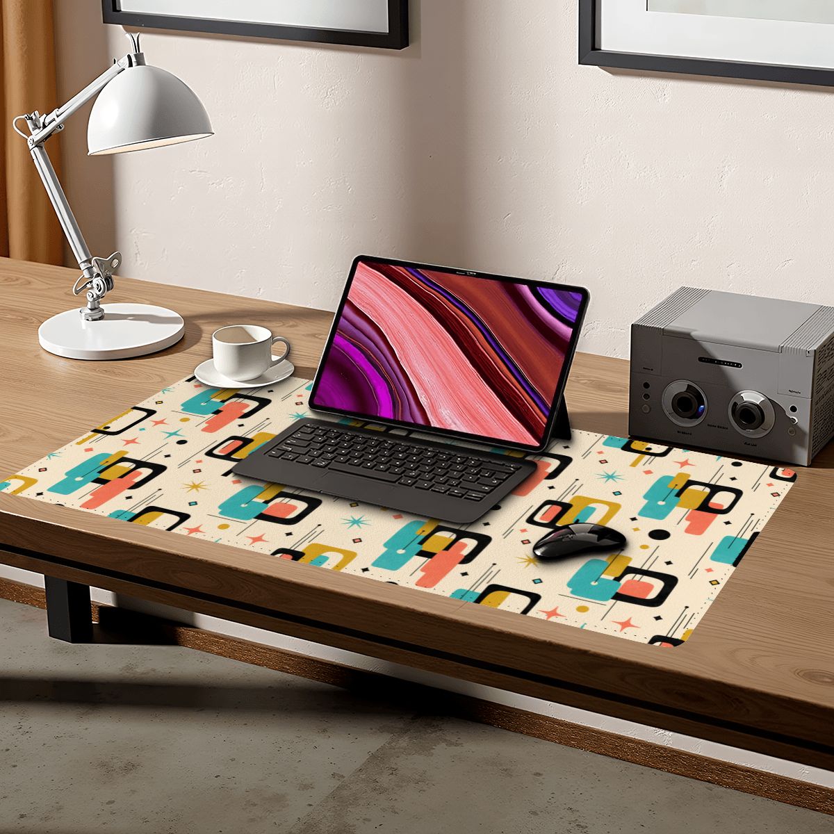 Mid-Century Modern Geometric Color Field Extended Mouse Pad
