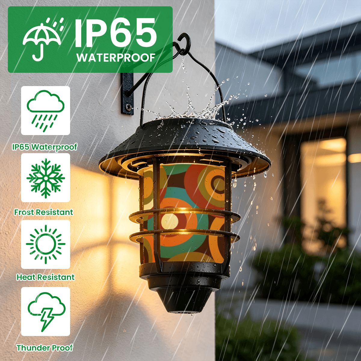 Mid-Century Modern Solar Outdoor Wall Lights, 2-Piece Set