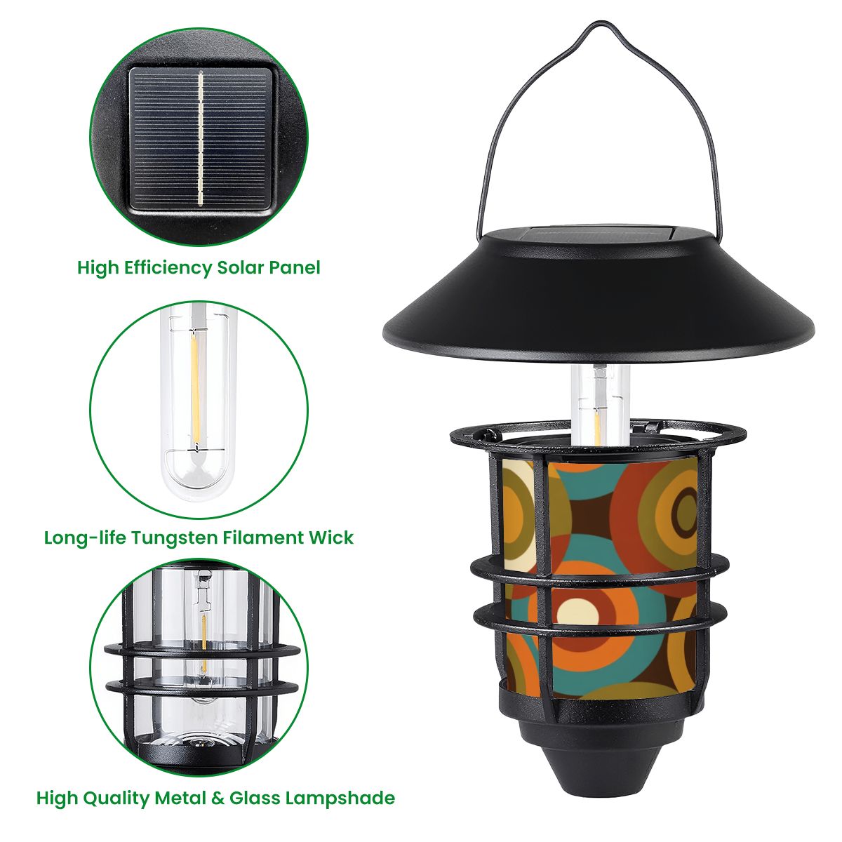 Mid-Century Modern Solar Outdoor Wall Lights, 2-Piece Set