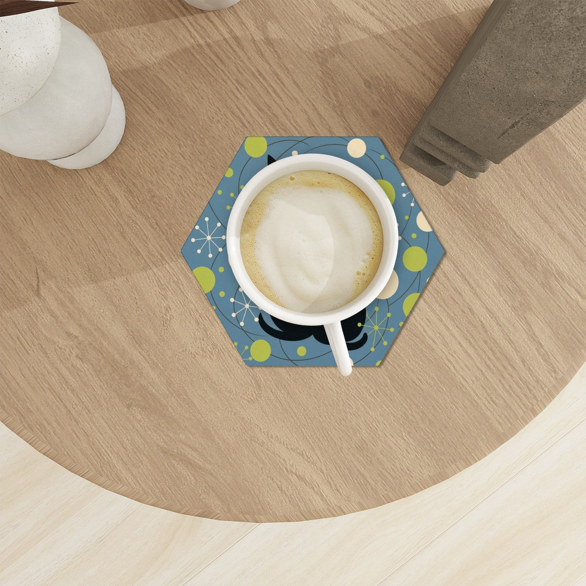 Atomic Cat Mid-Century Modern Ceramic Coaster Set