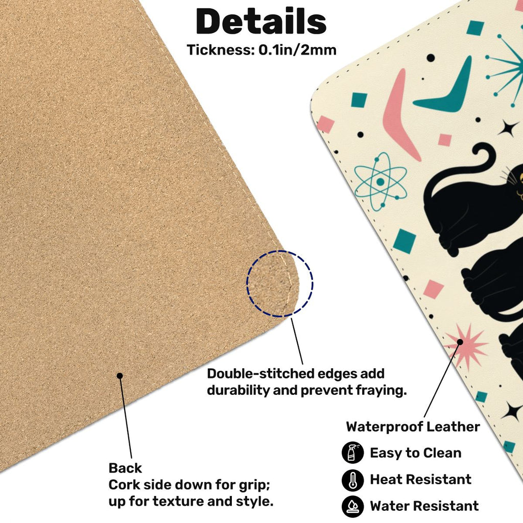 Mid-Century Modern Atomic Cat Trio Extended Mouse Pad
