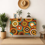 Mid-Century Modern Concentric Circle Storage Cabinet, Made in USA