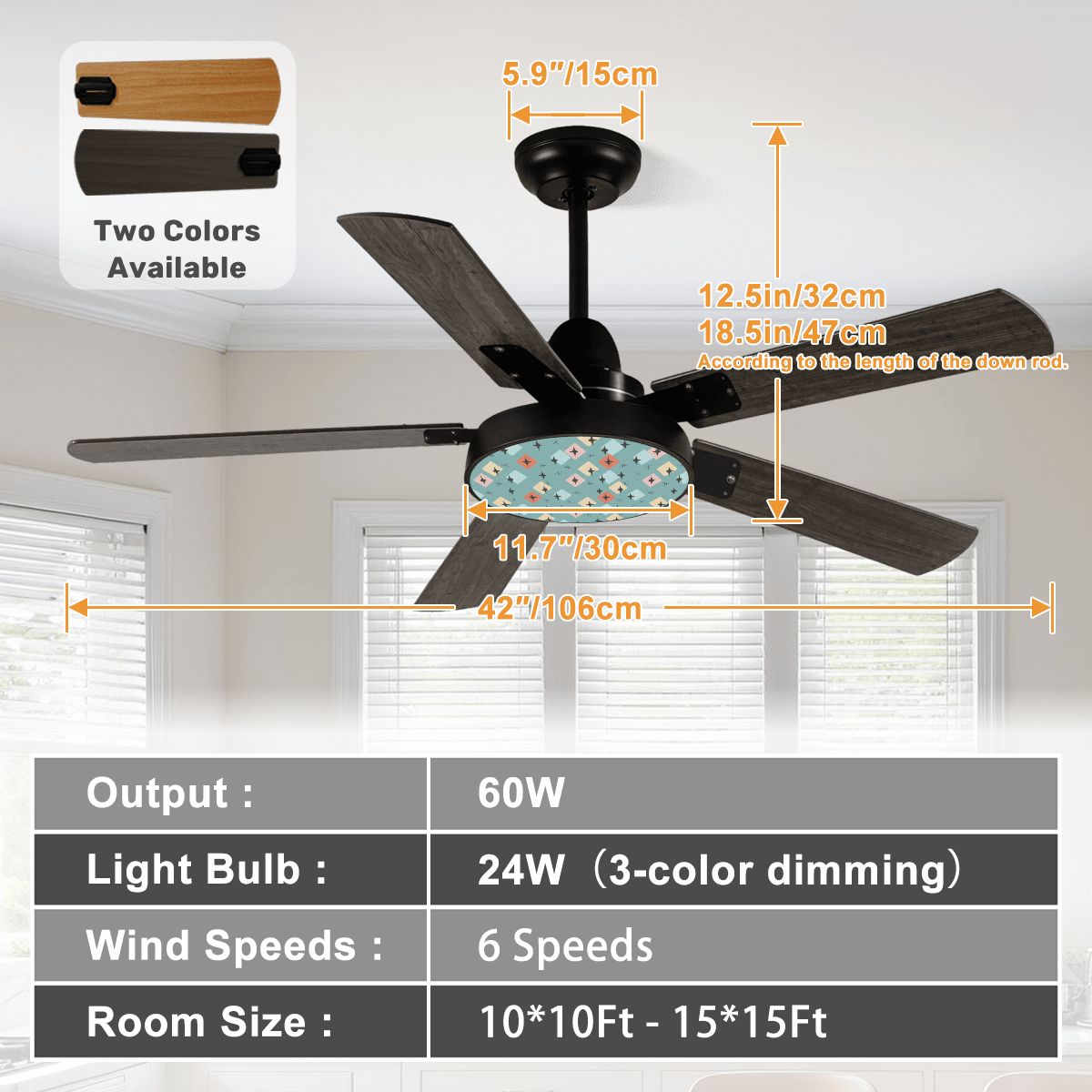 Aqua Atomic 42-Inch Ceiling Fan with Light
