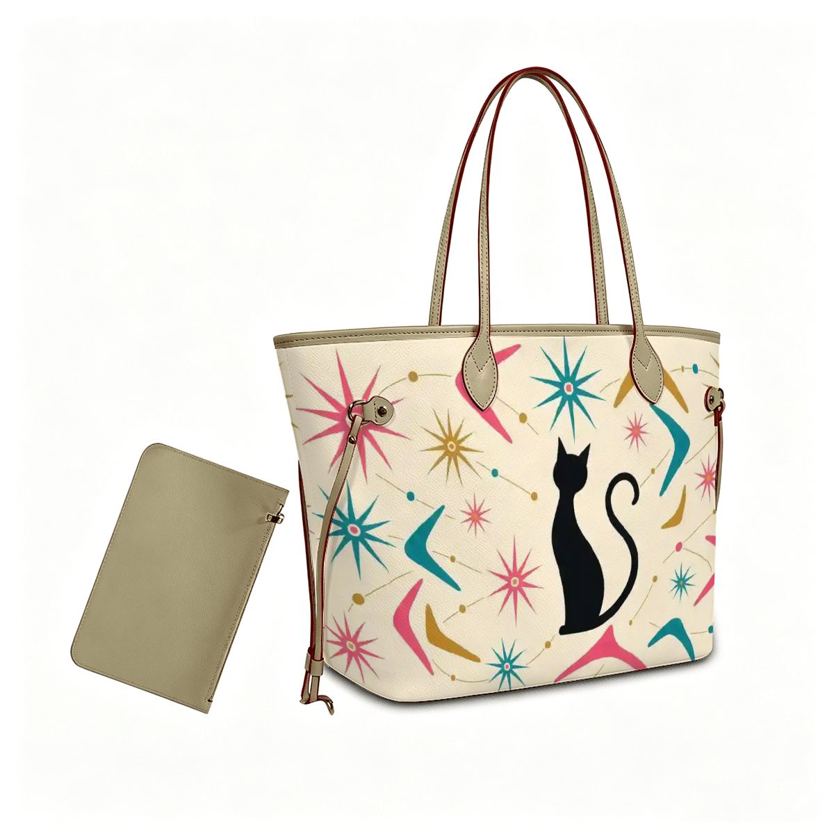 Mid-Century Modern Atomic Cat Starburst Tote Bag
