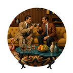 Mid-Century Modern Gay Couple Cocktail Hour Ceramic Decorative Plate