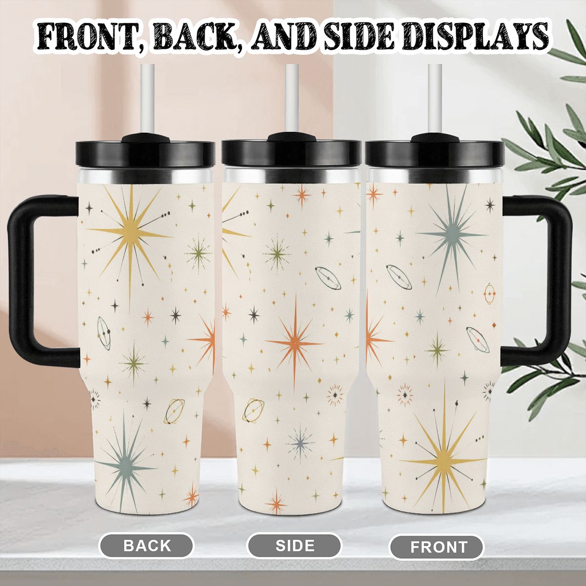 MCM-Era Atomic Starburst & Sunburst Print 40 oz Travel Tumbler