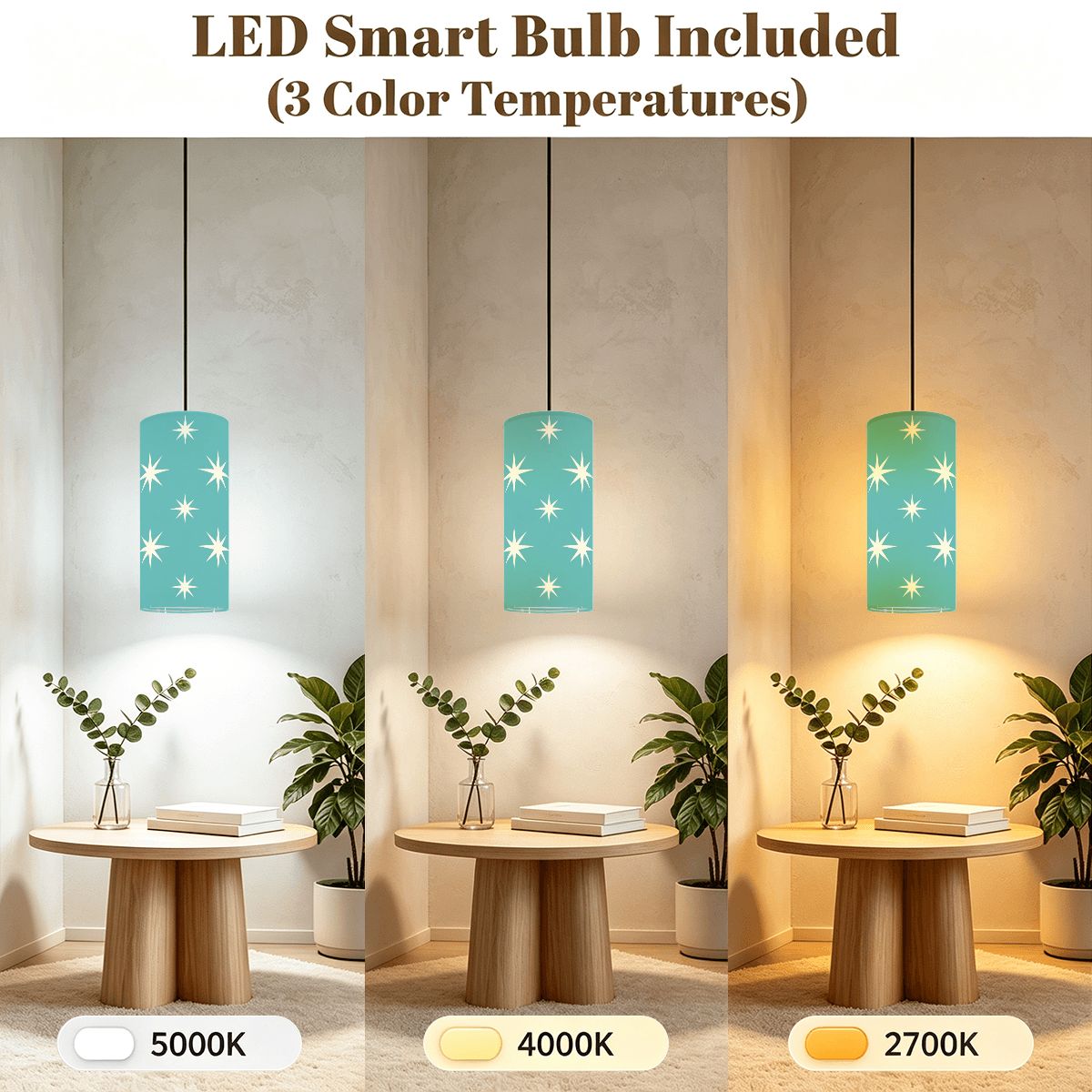 Mid-Century Modern Turquoise Starburst Pendant Light