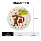 Mid-Century Modern Happy Holidays Dancing Couple Ceramic Decorative Plate