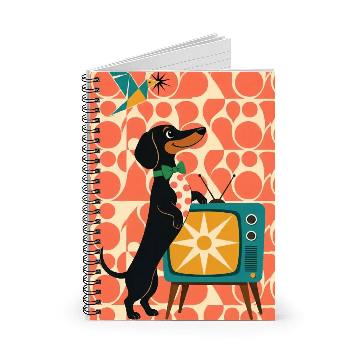 Mid-Century Modern Atomic Dog Spiral Notebook
