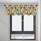 Mid-Century Modern Window Valance — Retro Diamond Ikat, 2 Panels (52"×18")
