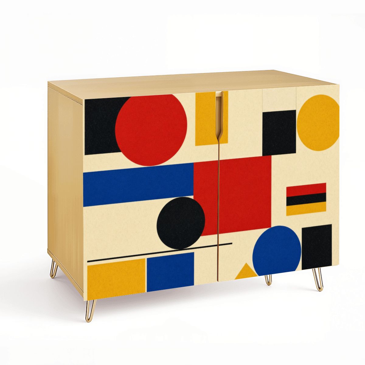 Bauhaus Geometric Wooden Storage Cabinet