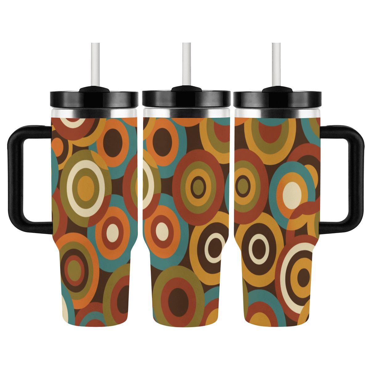 MCM-Era Atomic Concentric-Circle Print 40 oz Travel Tumbler