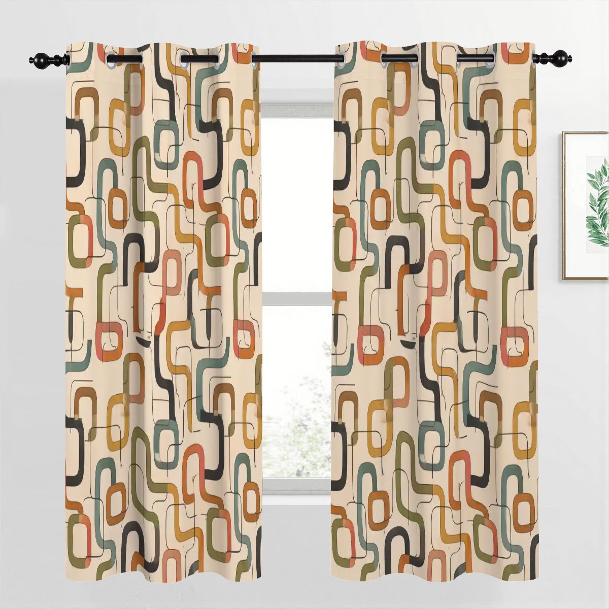 Mid-Century Modern Organic Geometric Blackout Curtains