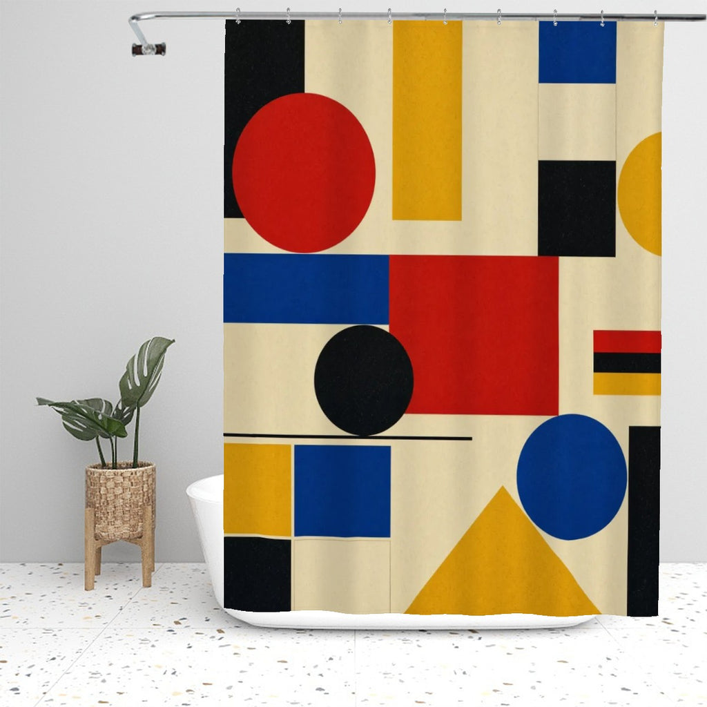 Bauhaus Geometric Shower Curtain, 60 × 72 in