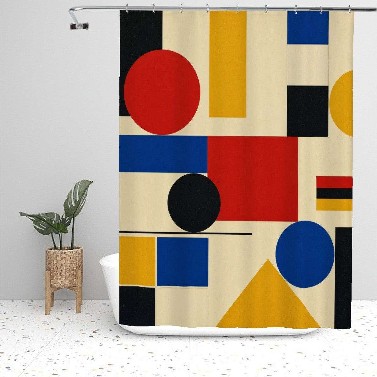 Bauhaus Geometric Shower Curtain, 60 × 72 in