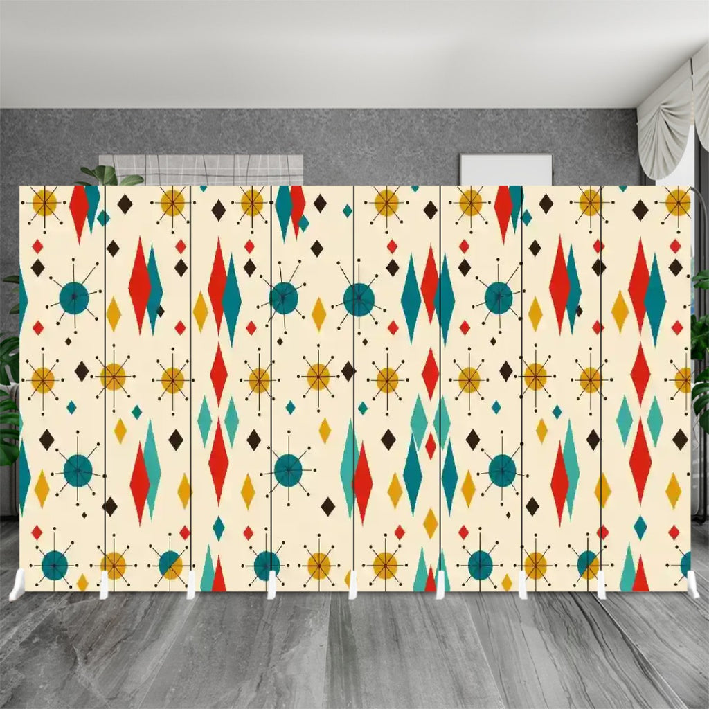 Mid-Century Modern Atomic 8-Panel Room Divider