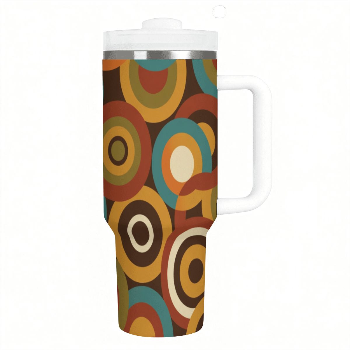 MCM-Era Atomic Concentric-Circle Print 40 oz Travel Tumbler