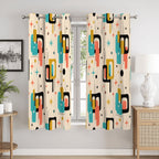 Mid-Century Modern Atomic Geometric Blackout Curtains, Set of 2