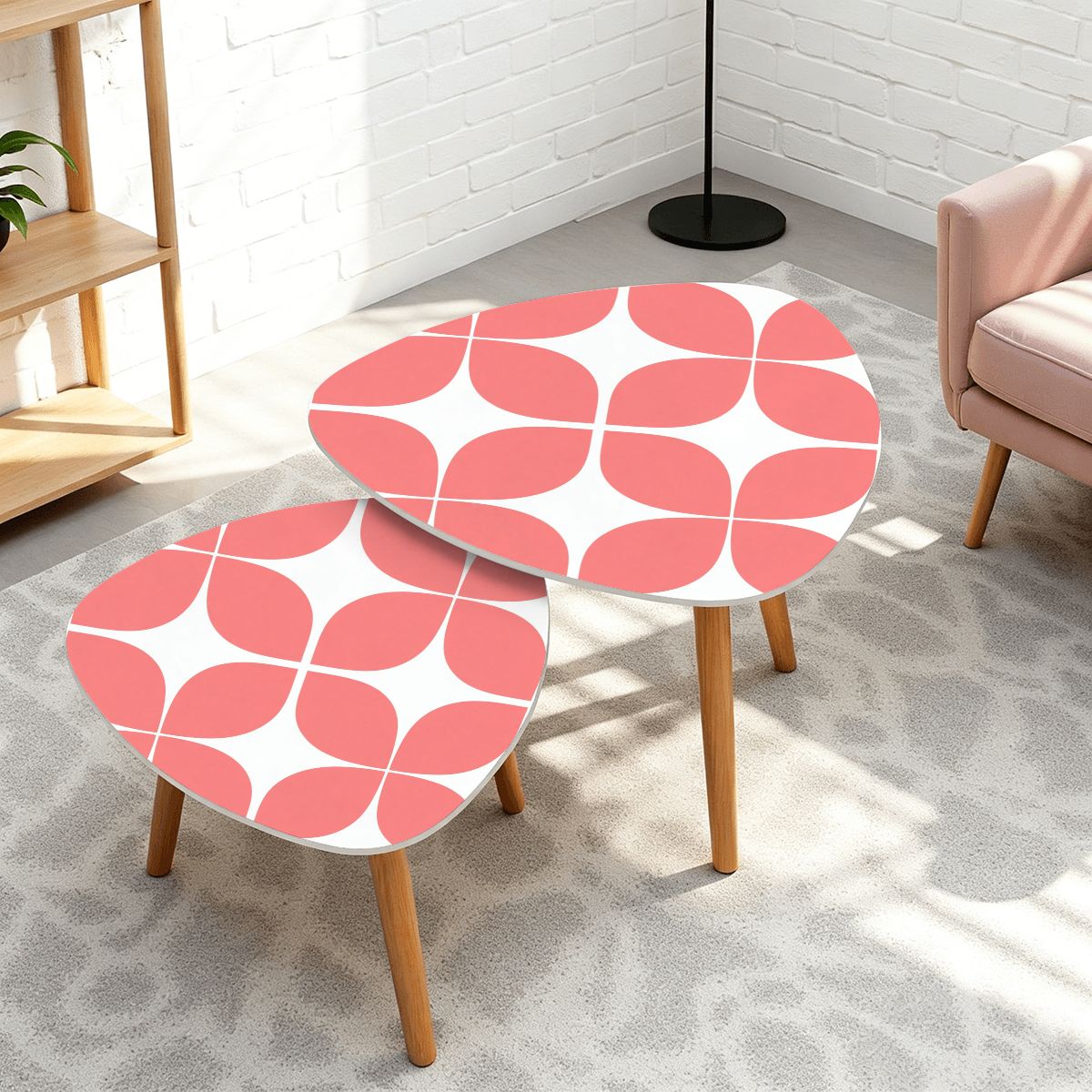 Mid-Century Modern Pink Atomic Nesting Tables