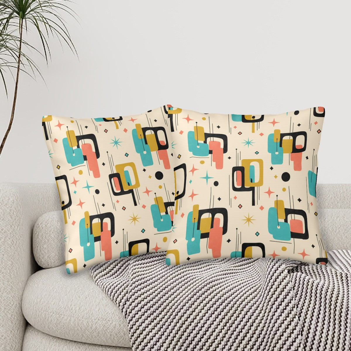 Mid-Century Modern Atomic Grid Pillow Cover Set