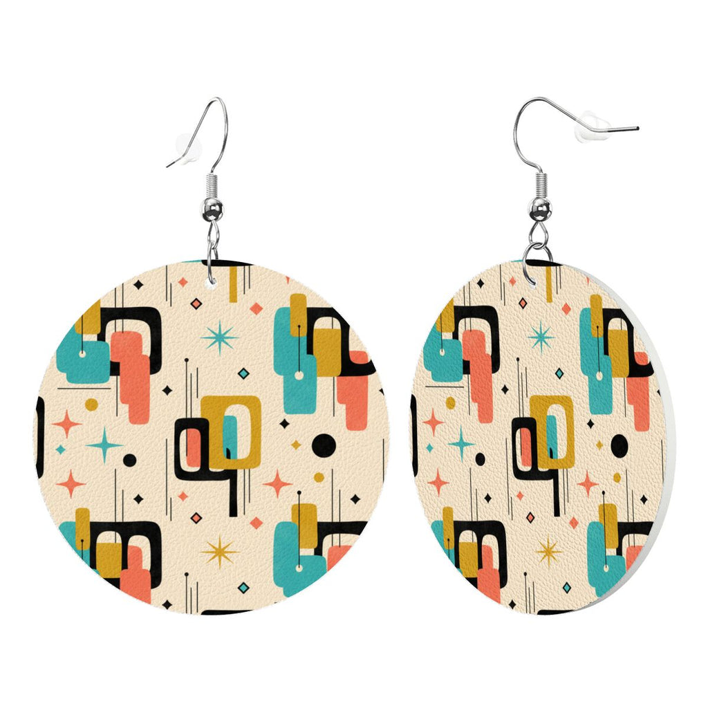 Mod Abstract Round Earrings | Mid-Century Modern Statement Drops