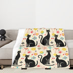 Atomic Cat Mid-Century Modern Throw Blanket