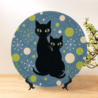 Mid-Century Modern Atomic Cat Moonlight Duo Ceramic Decorative Plate