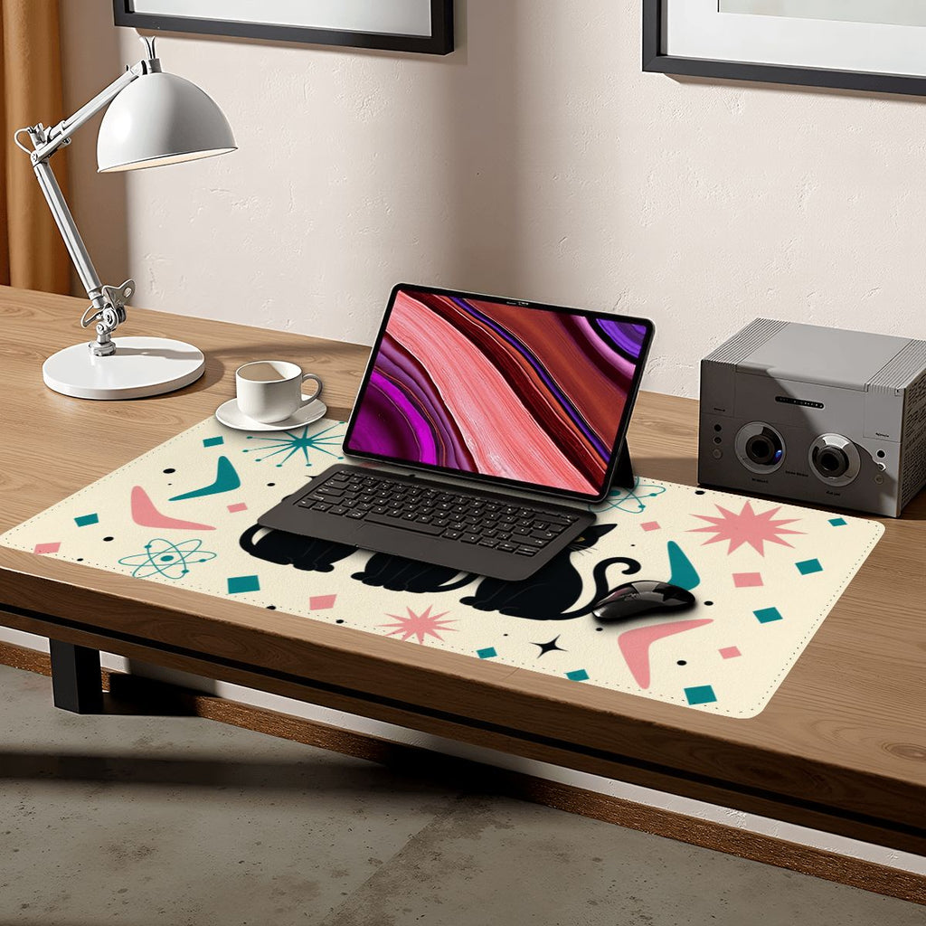 Mid-Century Modern Atomic Cat Trio Extended Mouse Pad