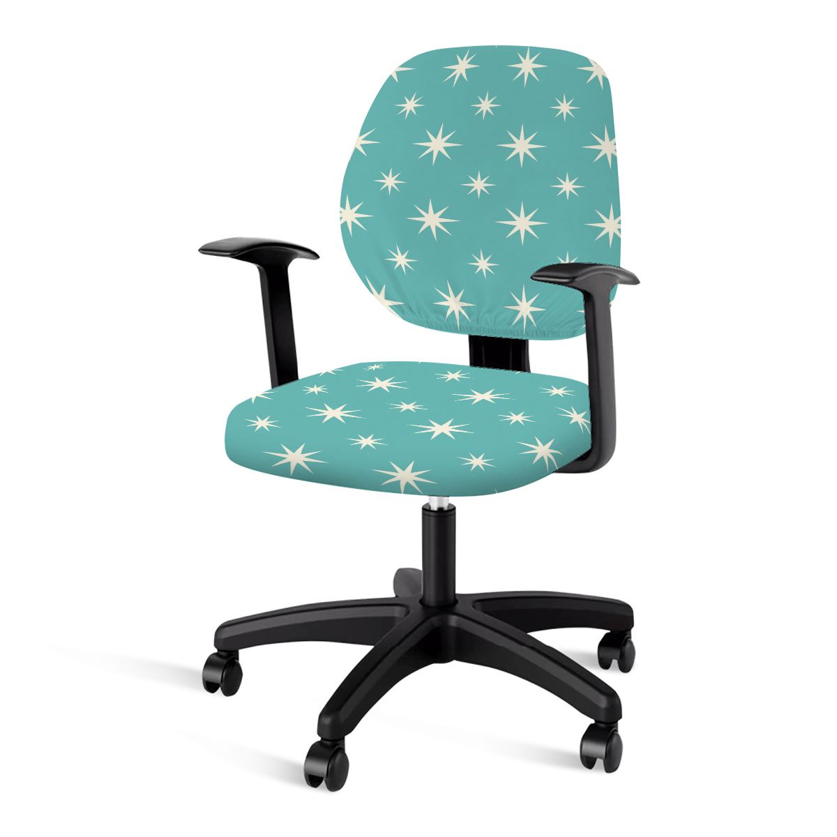 Mid-Century Modern Teal Starburst Office Chair Cover