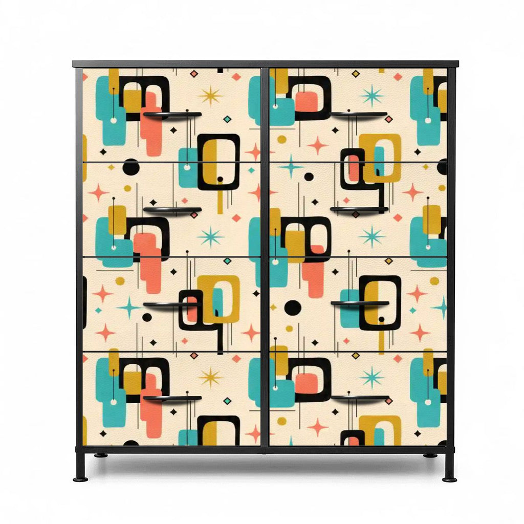 Mid-Century Modern Color Block 8-Drawer Dresser