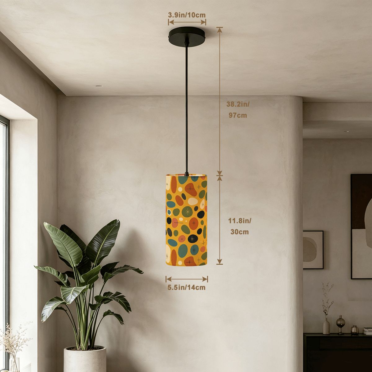 Confetti Dots Pendant Light | Mid-Century Modern Cylinder Ceiling Light