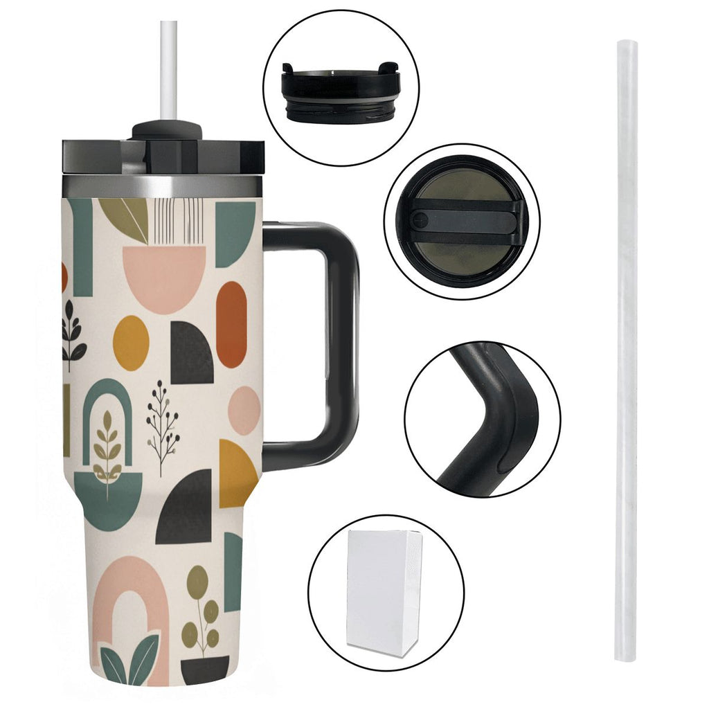 MCM-Era Abstract Botanical & Geometric Print 40 oz Travel Tumbler