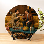Mid-Century Modern Gay Couple Cocktail Hour Ceramic Decorative Plate