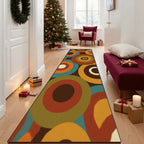 Mid-Century Modern Concentric Colorblock Runner Rug