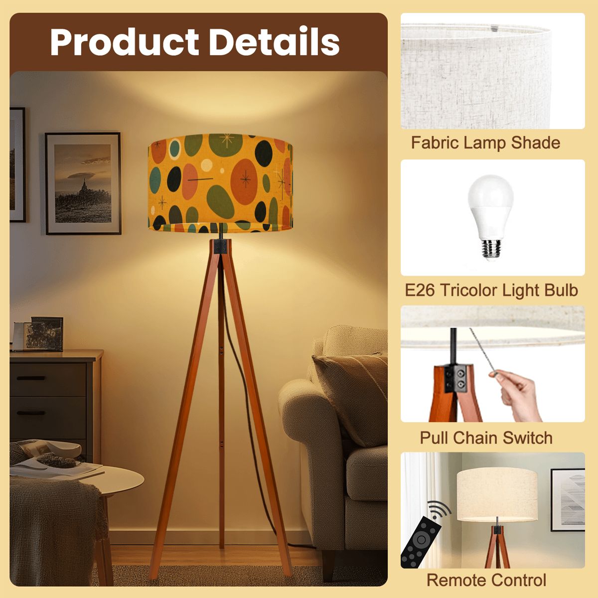 Mid-Century Modern Retro Abstract Tripod Floor Lamp