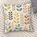 Mid-Century Modern Botanical Leaf Print Corduroy Throw Pillow